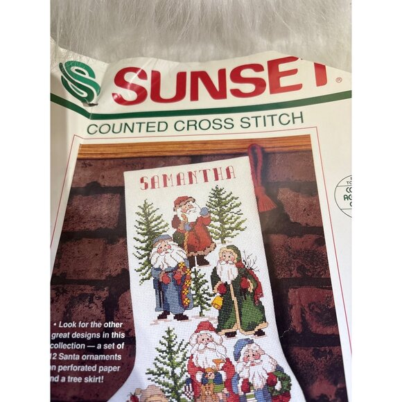 Old-Fashioned Santas Stocking Cross Stitch Kit 16" Sunset Counted Set - Picture 3 of 5